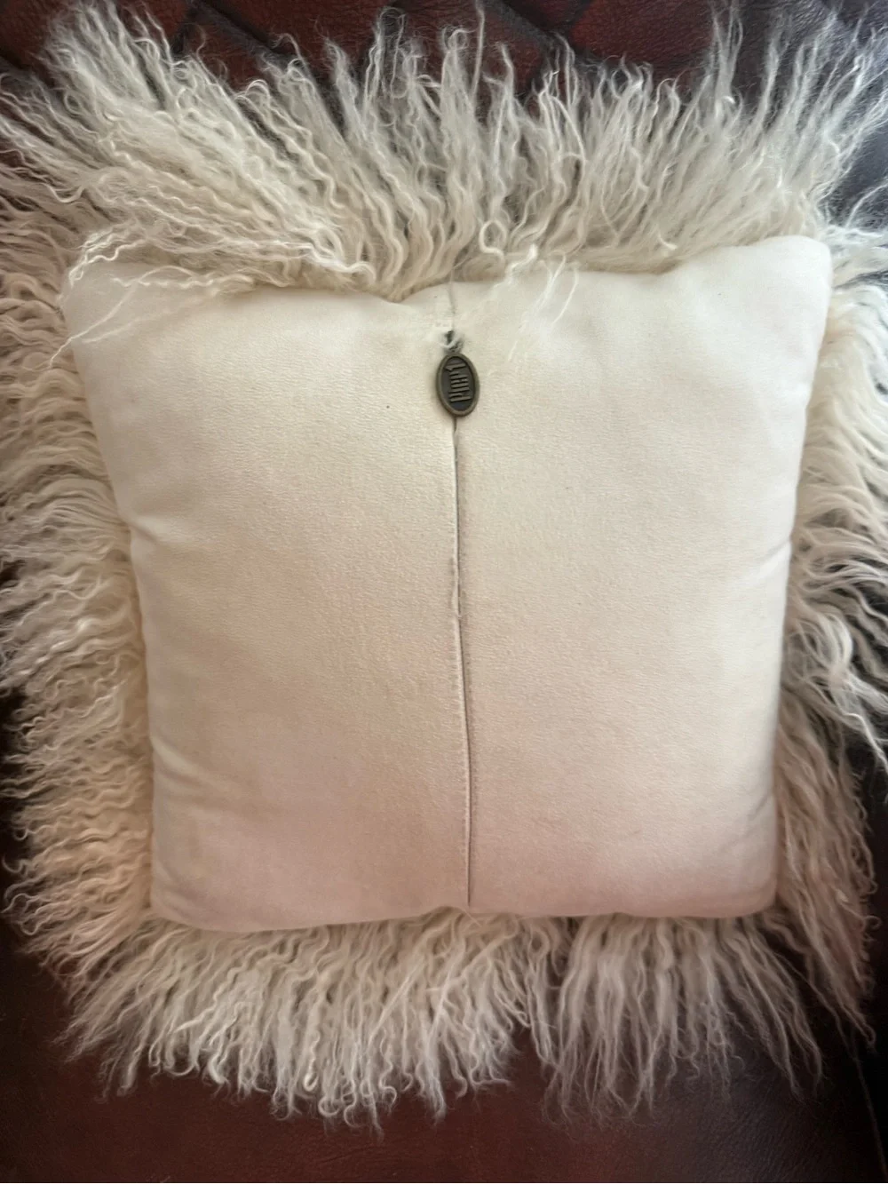 Pier 1 Mongolian Lambs Fur Throw Pillow Cover 12.5 X 12.5 Ivory